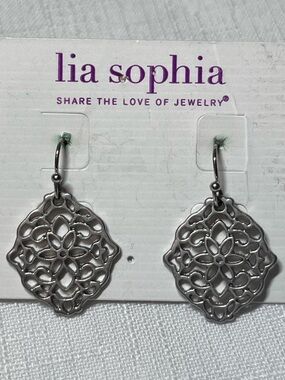 Lia Sophia Silver Floral Filigree Drop Earrings